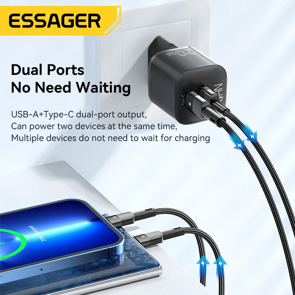 Essager 20W GaN USB-C Fast Charger for iPhone & iPad