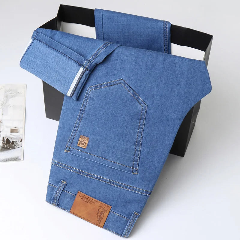 Men's Light Blue Casual Denim Pants