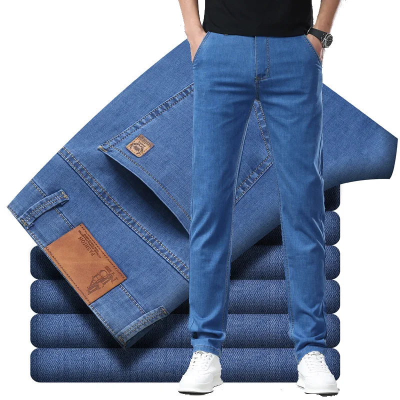 Men's Light Blue Casual Denim Pants