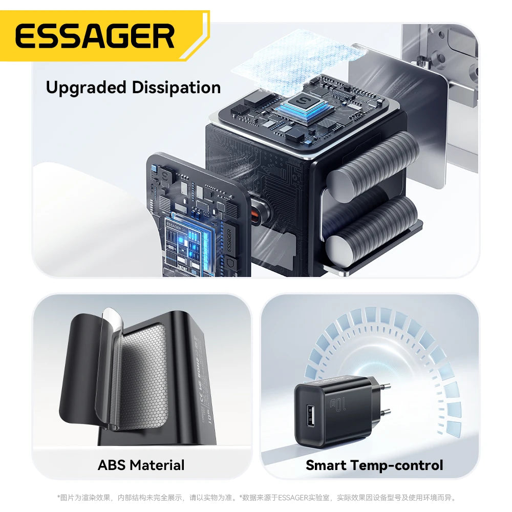 Essager Mini 10W USB-C Fast Charger - Travel Adapter