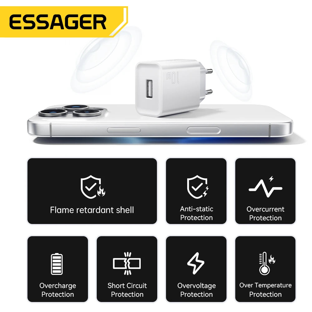 Essager Mini 10W USB-C Fast Charger - Travel Adapter