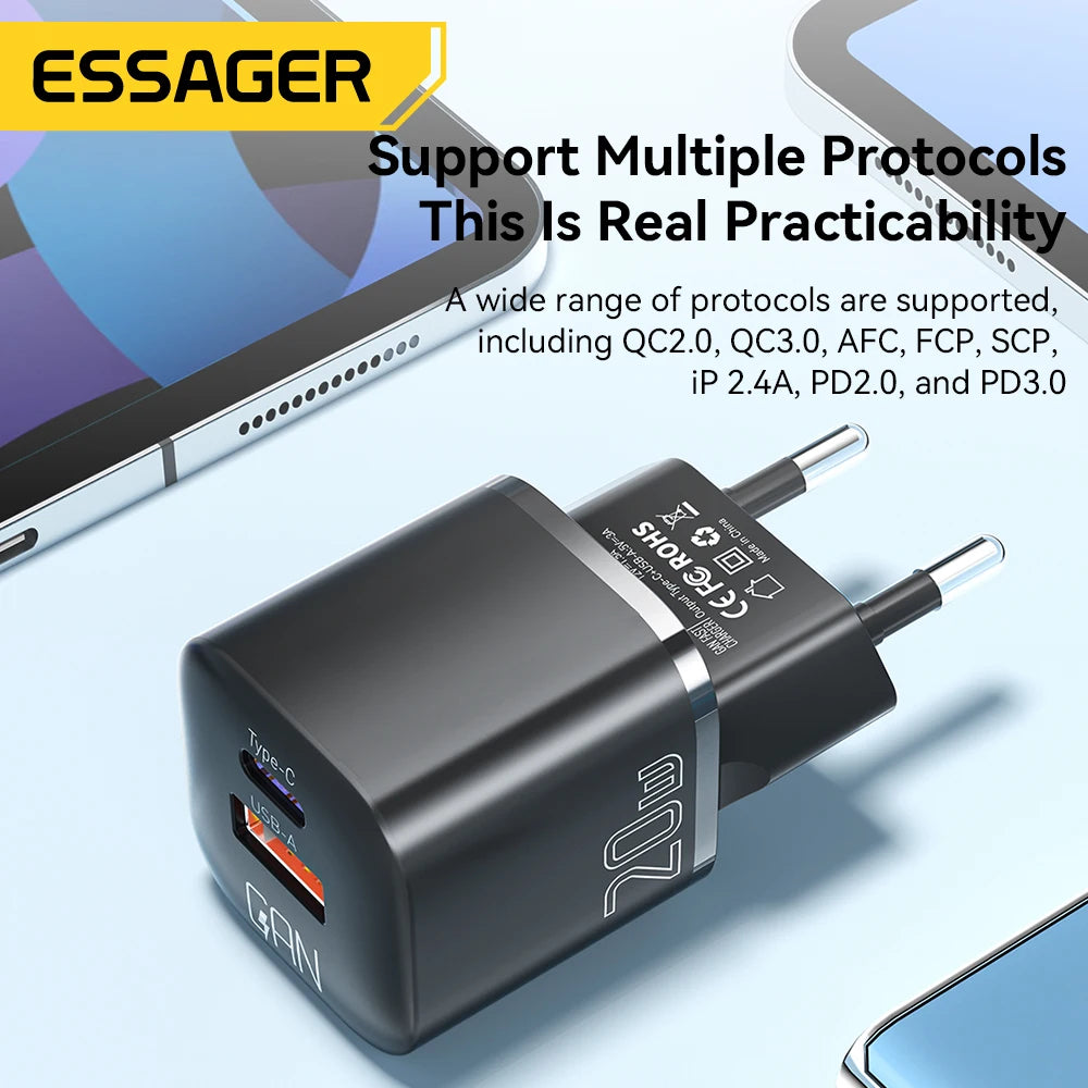 Essager 20W GaN USB-C Fast Charger for iPhone & iPad